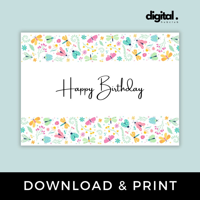 Printable Birthday Card Butterfly Floral Birthday Card Etsy printable-birthday-card-butterfly-floral-birthday-card-etsy