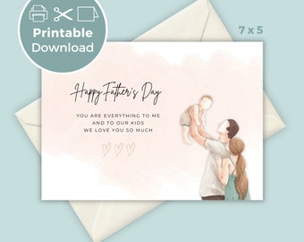 Druckbare Vatertagskarte, Vater und Tochter Vatertagskarte, Sofort Download Print zu Hause