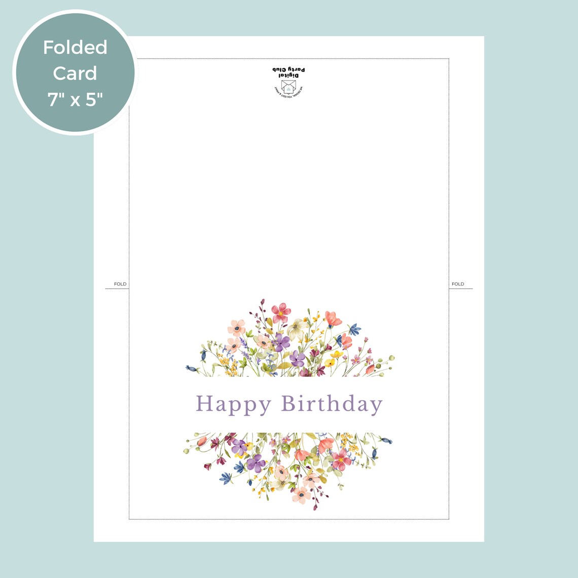 Printable Birthday Card With Flowers, Floral Birthday Card, Printable
