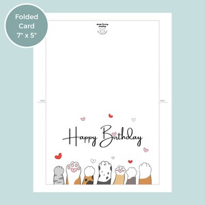 Cat Printable Birthday Card, Cute Kitty Greeting Card, Cat Birthday ...