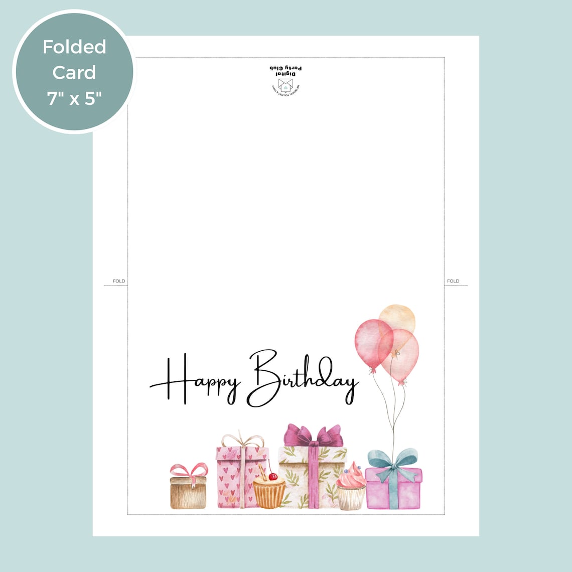 Printable Birthday Card, Birthday Card Presents, Happy Birthday Card