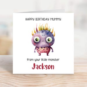 Editable Monster Birthday Card, Happy Birthday Mummy From Your Little Monster Printable Card, Digital Download, EBC0033