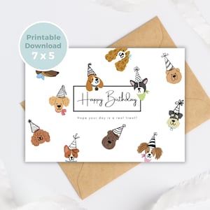 Geburtstagskarte zum Ausdrucken, süße Canine Grußkarte, Geburtstagskarte für Hundeliebhaber, digitaler Download BC0014