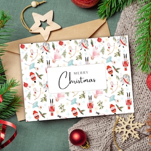 Printable Christmas Card with Nutcracker Illustration Design - Festive Holiday Greeting, DIY Card PDF, Instant Download