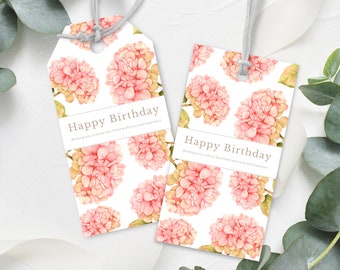 Printable Birthday Gift Tag with Floral Design, Blank Gift Tag Print at Home, Instant Download