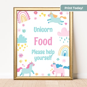 Printable Unicorn Birthday Party Food Sign, Magical Birthday Party Instant Download IN0009