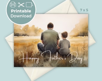 Tarjeta imprimible del Día del Padre, Tarjeta del Día del Padre DIY del Día del Padre e Hijo, Descarga instantánea para imprimir en casa