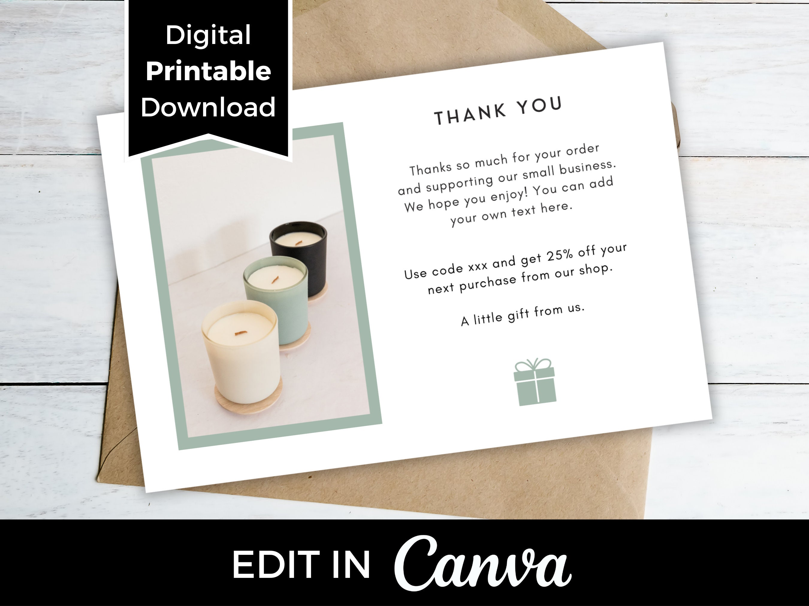 Editable Small Business Thank You Card Template Editable - Etsy