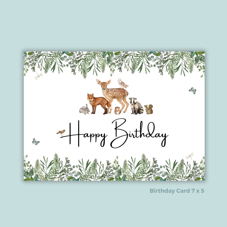 Printable Birthday Card With Woodland Animals Birthday Card - Etsy