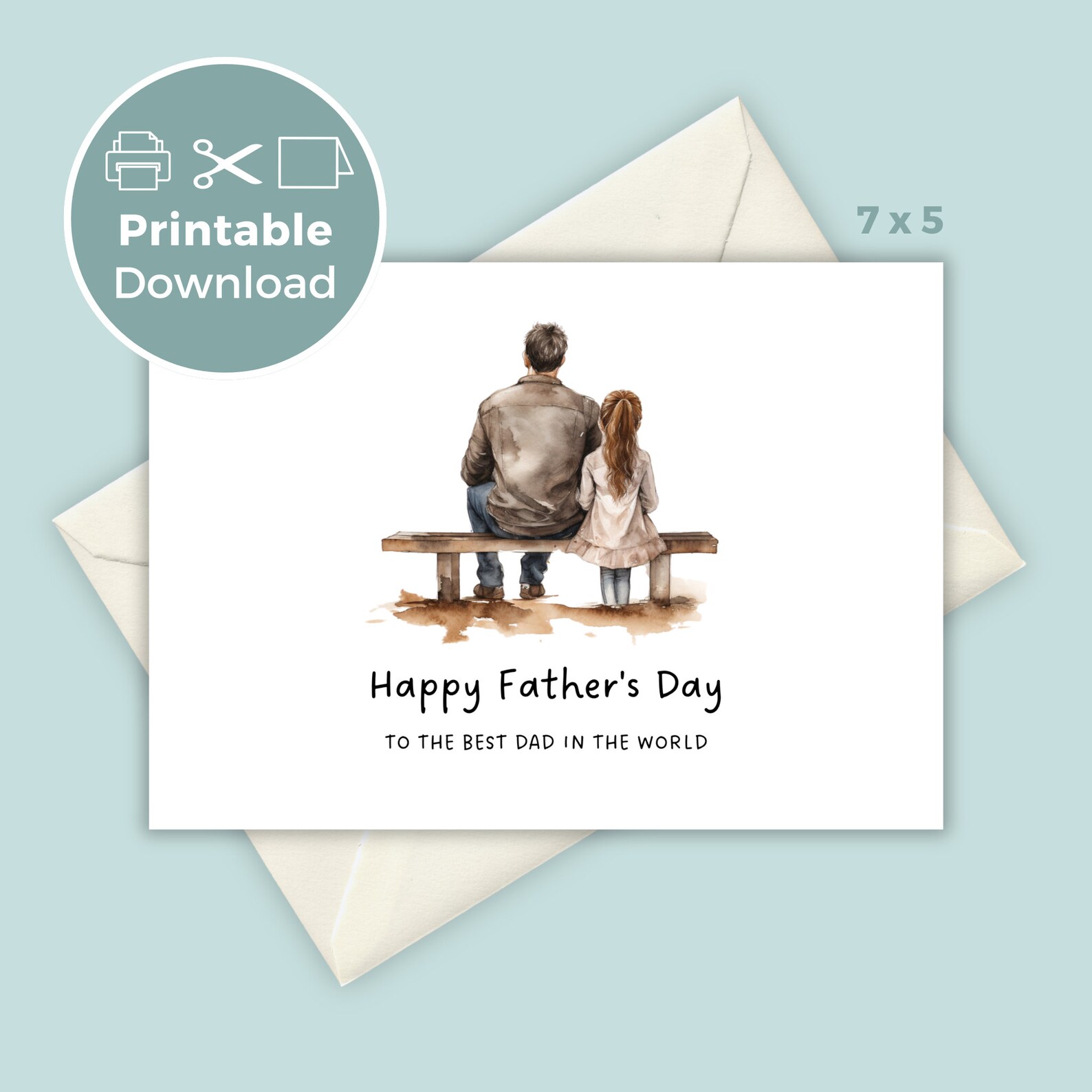 Printable Father's Day Card, Father and Daughter Father's Day Card ...