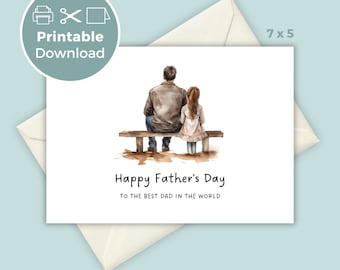 Druckbare Vatertagskarte, Vatertagskarte für Vater und Tochter, sofortiger Download zum Ausdrucken zu Hause