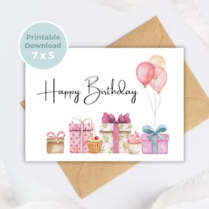 Afdrukbare verjaardagskaart, verjaardagskaartcadeaus, gelukkige verjaardagskaart, verjaardagskaart, wenskaart BC0011