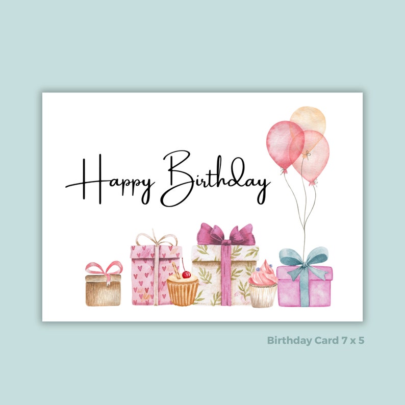 Printable Birthday Card Presents, Happy Birthday Card, Greetings Card ...