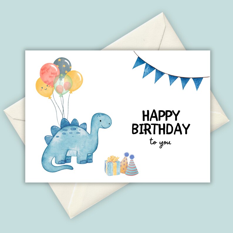 Printable Dinosaur Birthday Card Birthday Greeting Card Kids - Etsy