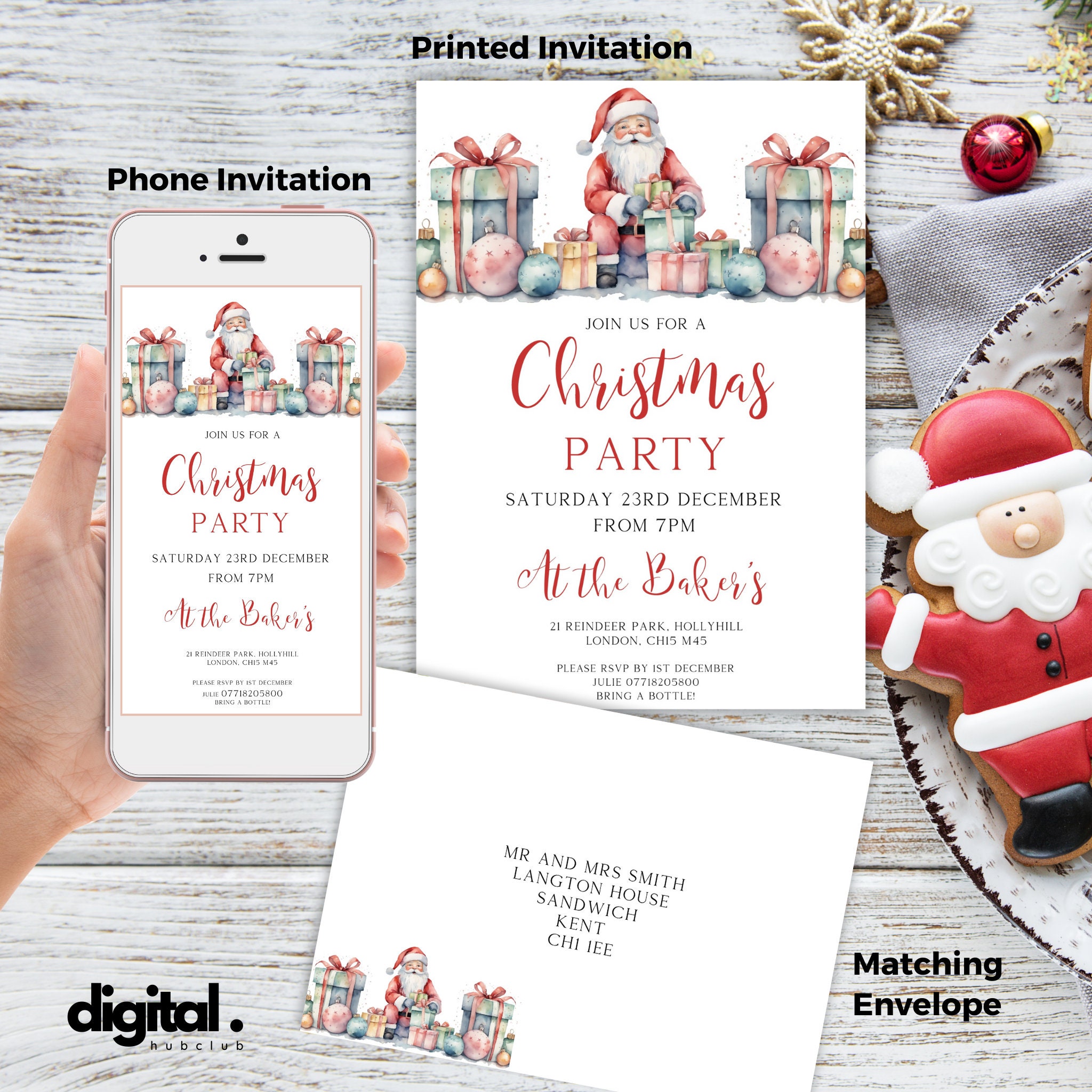 Christmas Party Invitation Editable Father Christmas Party - Etsy