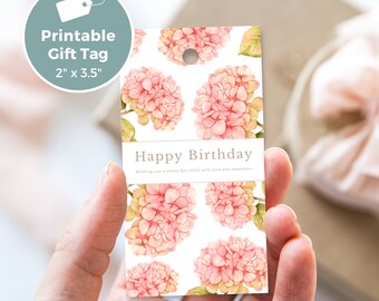 Printable Birthday Gift Tag with Floral Design, Blank Gift Tag Print at Home, Instant Download BC0039