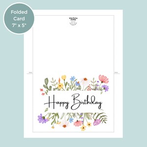 Printable Birthday Card With Flowers, Floral Birthday Card, Printable Greeting Card, Print at ...