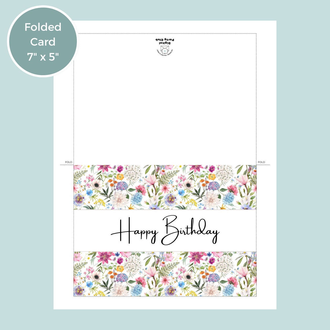 Printable Birthday Card for Her, Birthday Card Flowers, Printable ...