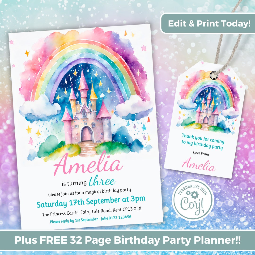 Princess Birthday Invitation, Enchanted Castle Party Invitation ...