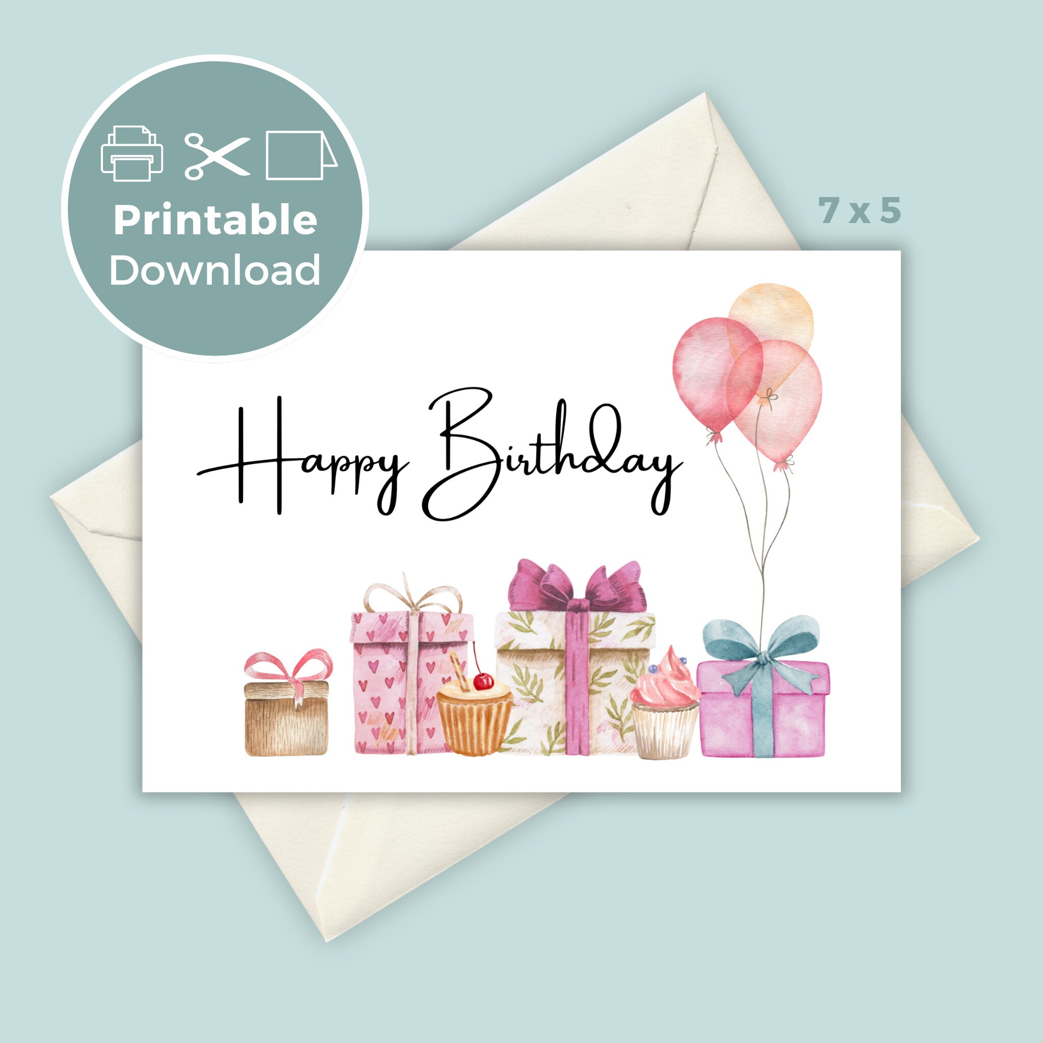Printable Birthday Card Presents, Happy Birthday Card, Greetings Card ...