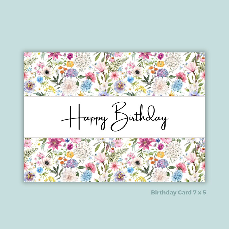 Printable Birthday Card for Her, Birthday Card Flowers, Printable ...