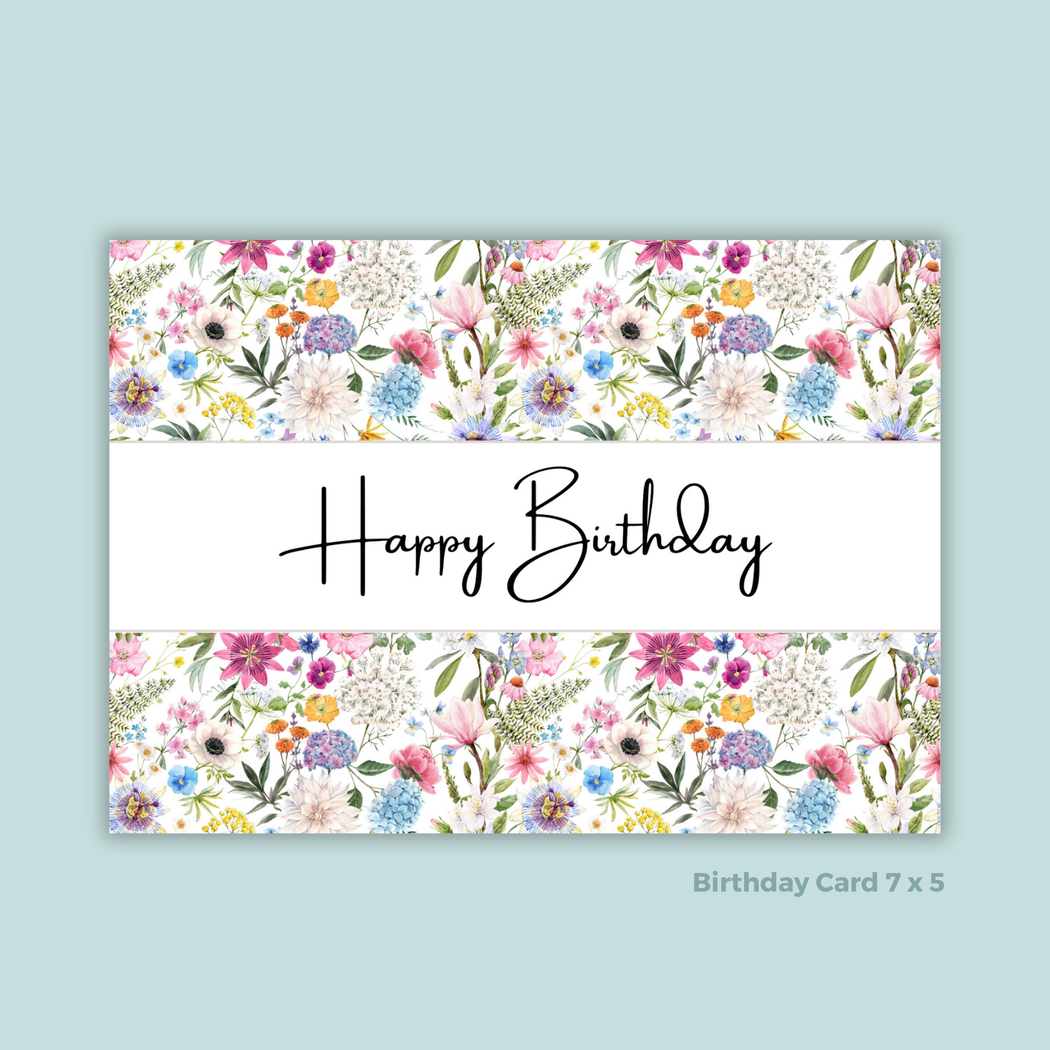 Printable Birthday Card for Her, Birthday Card Flowers, Printable ...
