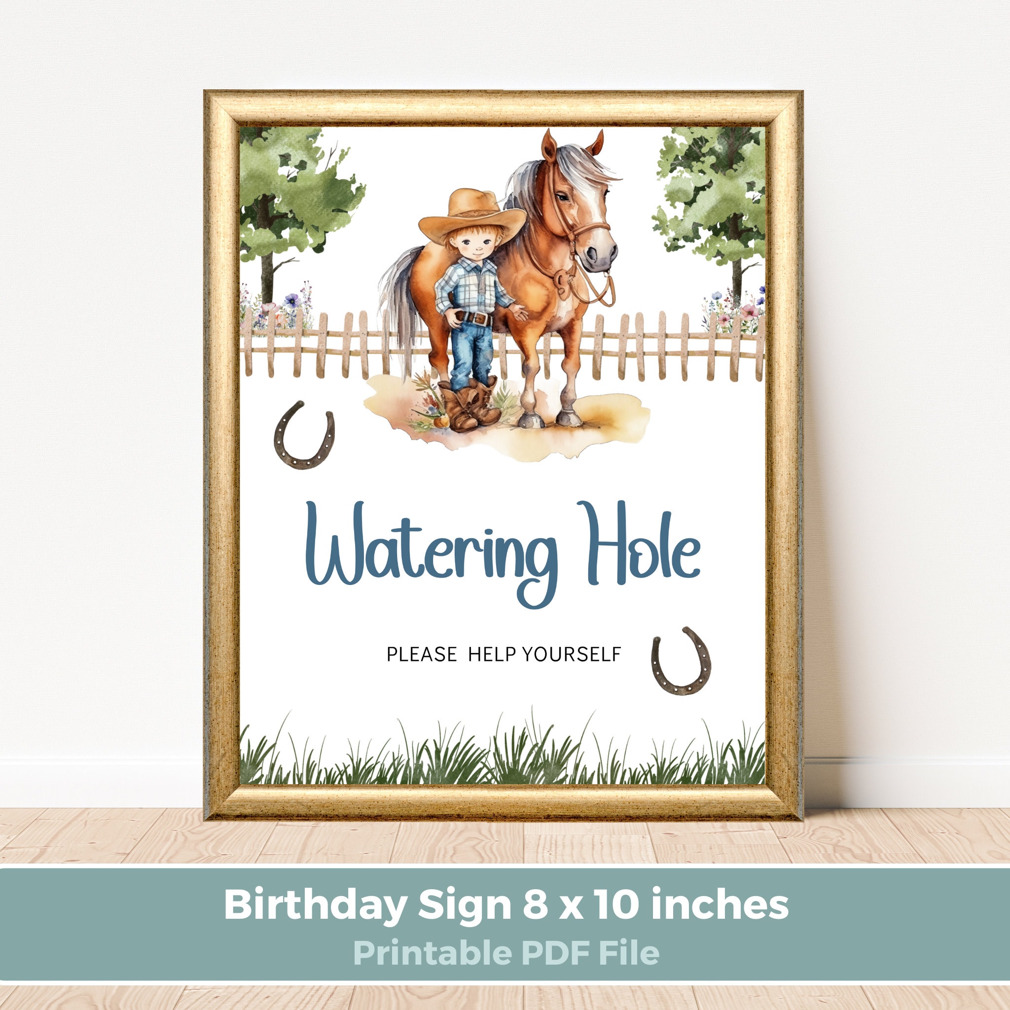 Printable Watering Hole Sign Saddle up Cowboy Rodeo Birthday Party, Wild West Ranch Printable ...