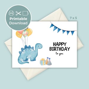 Dinosaur Birthday Card, T-rex Printable Birthday Card, Birthday ...