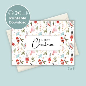 Tarjeta navideña imprimible de Cascanueces, tarjeta de Feliz Navidad, tarjetas navideñas para descargar digitalmente