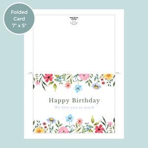 Printable Birthday Card With Flowers, Floral Birthday Card, Printable Greeting Card Instant ...