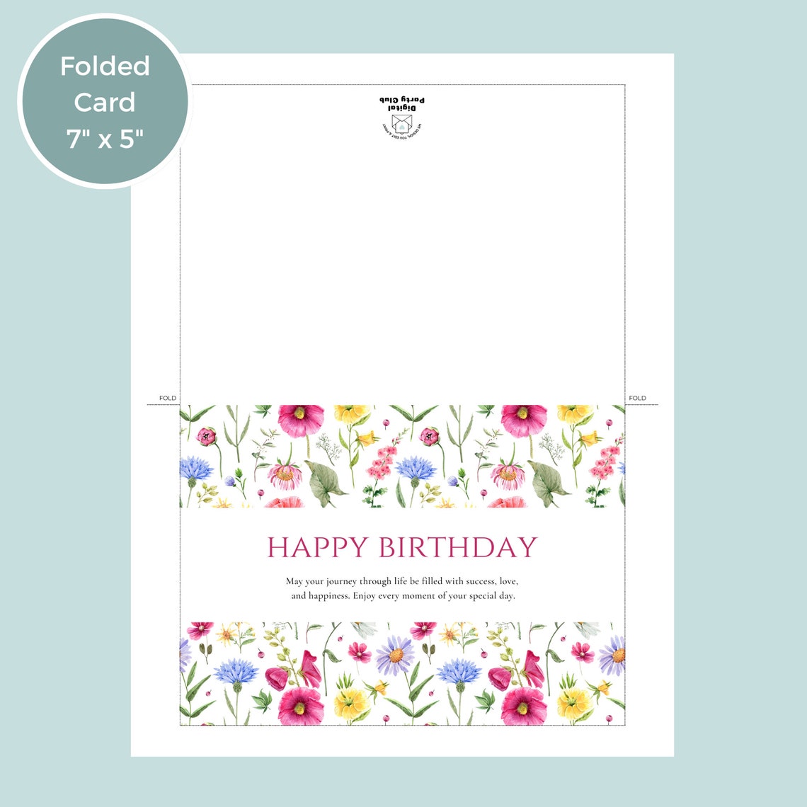 Printable Birthday Card With Flowers, Printable Birthday Card Floral ...