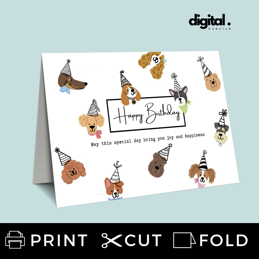 Dog Birthday Card Printable Easy to Download and Print From - Etsy
