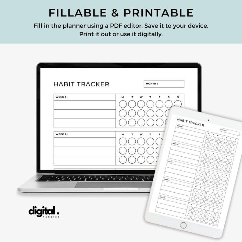 Monthly Habit Tracker, Habit Tracker Printable, Progress Tracker ...