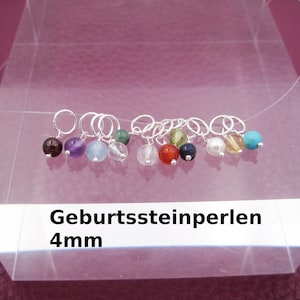 Geburtssteine Perlen, 4mm, Edelsteine, Karneol, Aquamarin, Mondstein, Anhänger, Charms, Dangles, 925 Silber