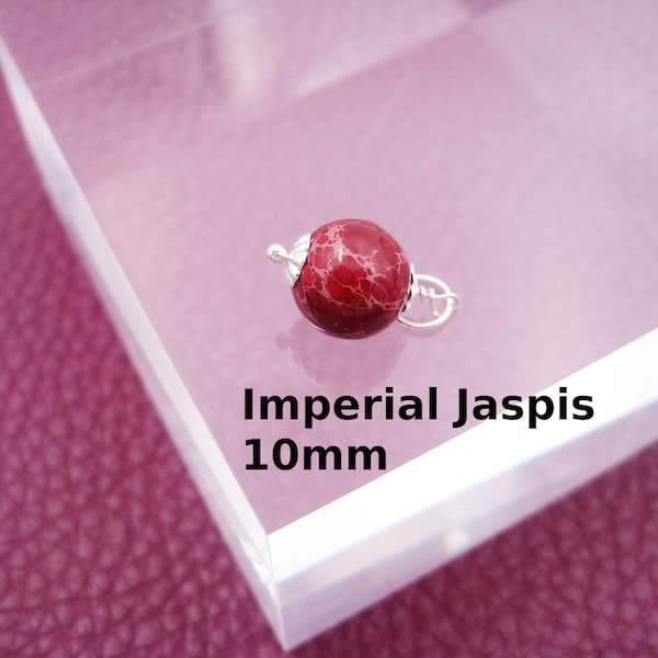 Kettenanhänger Imperial Jaspis, rot, Muster, natürlich, 10mm, Charm, 925 Silber, Rosegold Filled, Gold Filled
