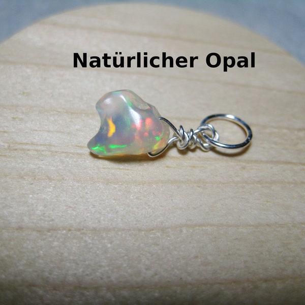 Kettenanhänger Opal, Welo Opal, natürlich, Nugget, Charm, Geburtsstein Oktober, Schimmer, 925 Silber, Rosegold Filled, Gold Filled