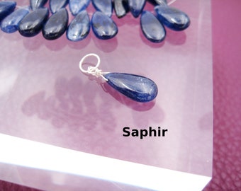 Sapphire pendant, blue, natural, drop pendant, corundum, charm, 925 silver, rose gold filled, gold filled