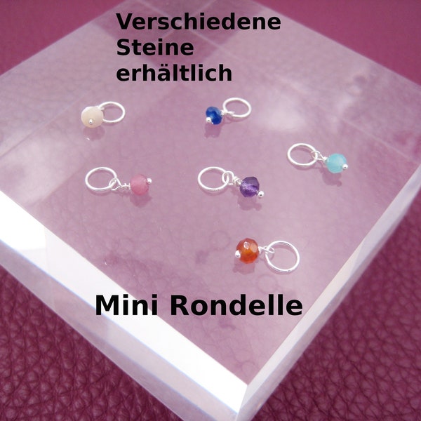 Mini colgante de cadena rondelle, encanto, muchas piedras, colgante para pendientes de aro, colgante, plata 925, relleno de oro rosa, relleno de oro