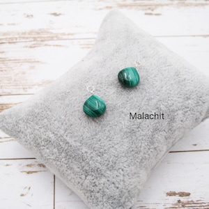 Interchangeable Earring Pendant Malachite, Heart Shape, Creole, 925 Silver, Rose Gold Filled, Gold Filled, Gemstone Earrings