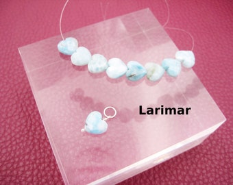 Larimar pendant, heart, natural, faceted, charm, rose gold filled, gold filled, 925 silver