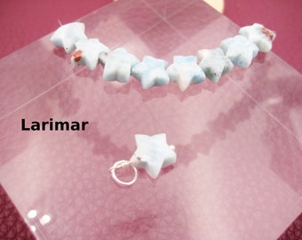 Pendant necklace made of natural Larimar, approx. 10 mm in size, in sterling silver, gold-filled and rose gold-filled