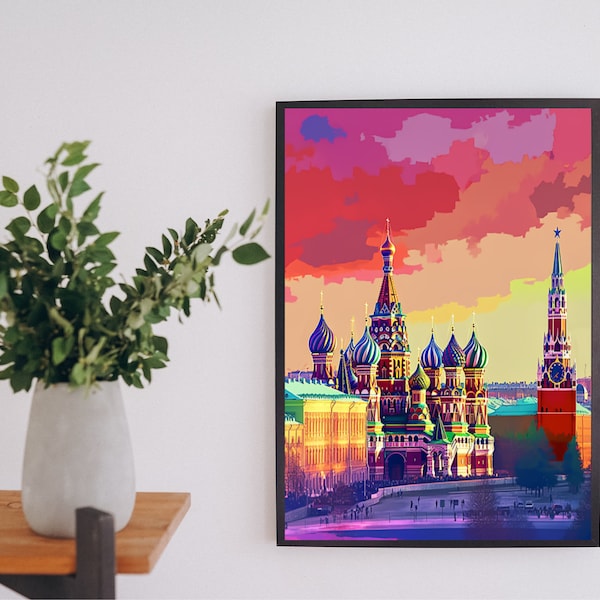 Moskau - Farbenfrohes Roter Platz Popart Poster | Colorbox | Pop Art | Bunte Wanddeko Kunst | Wallart Bild | Poster only - ohne Bilderrahmen