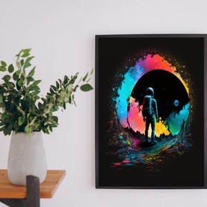 Astronaute - Affiche Popart de l&#39;expédition Farbenfrohe Kosmische | Pop-art | Bunte Wanddeko Kunst | Tableau mural | Poster uniquement - ohne Bilderrahmen