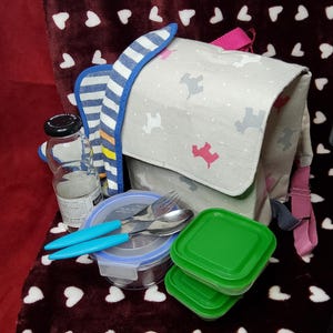 Cartable motif Chiens roses