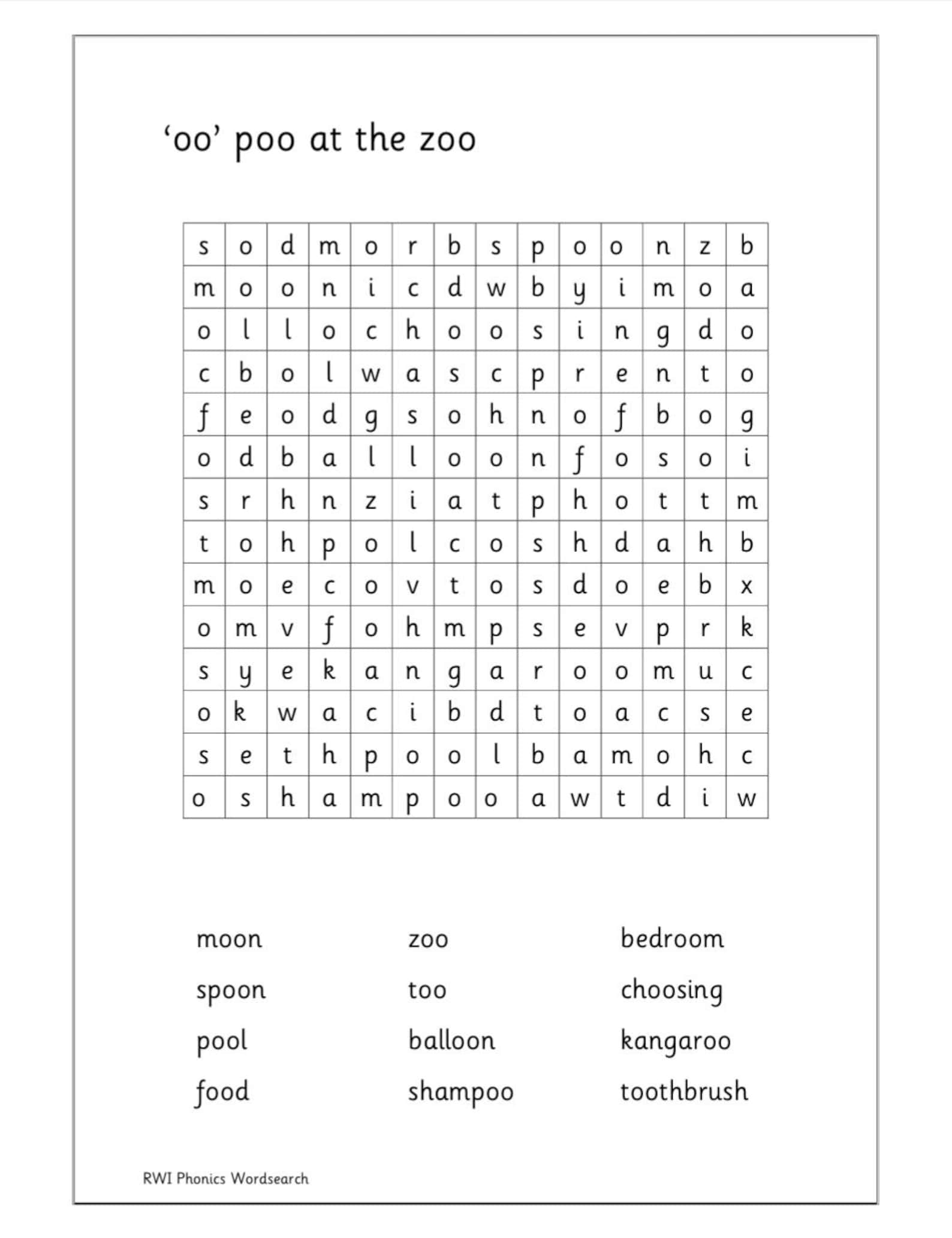 Word Search Read Write Inc Phonics Green Words Set 2 EYFS First 6 ...