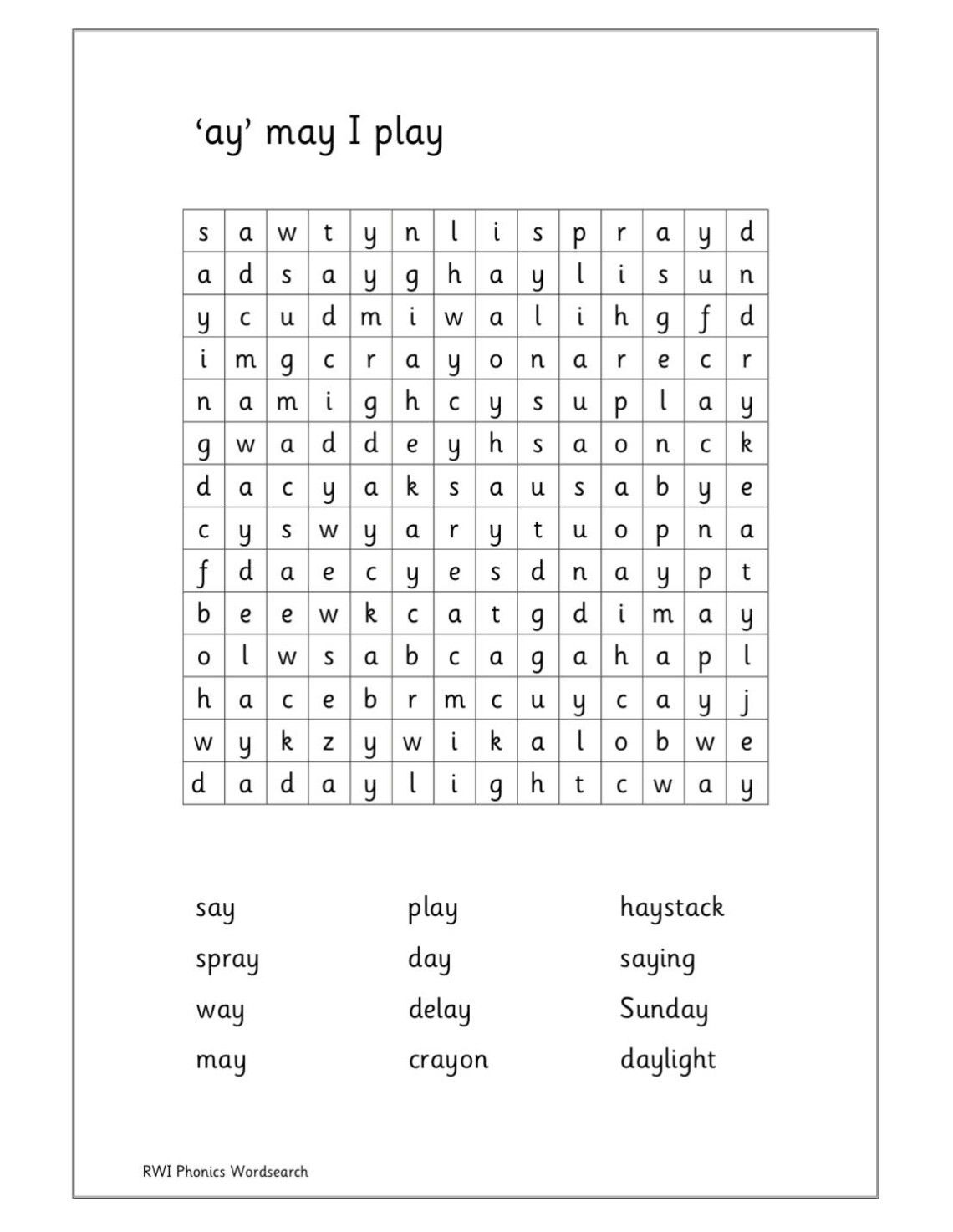Word Search Read Write Inc Phonics Green Words Set 2 EYFS First 6 ...