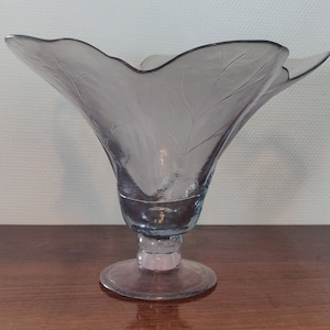 Oude Art Deco bloemenvaas geblazen glas jaren 70