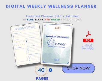 Mindfulness Weekly Planner, Self Care Planner | 40+ Page Digital Planner | Daily Planner | Mental Health Healing Anxiety Self Love