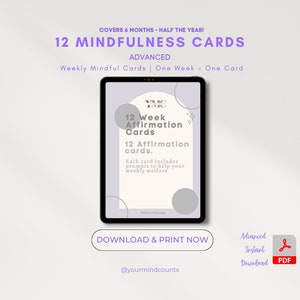 13 Weekly exercises of first aid to your wellness, mindfulness and wellbeing, A6 Mindfulness Affirmation Cards: Advanced Edition