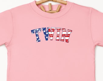 Twin American Flag Shirt, Patriotic Tee, 4th of July Shirt, USA Flag Top, Independence Day Apparel, Family Matching Outfit, Stars & Stripes